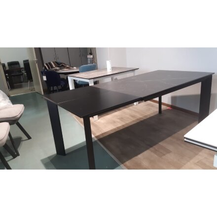 Стол DF201T matte black marble/black 1400(+600)*900  ЭКСКЛЮЗИВ (Образец из салона) 