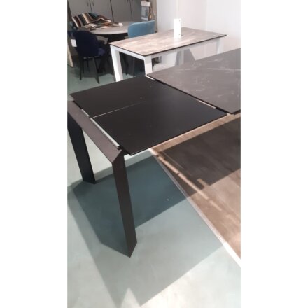 Стол DF201T matte black marble/black 1400(+600)*900  ЭКСКЛЮЗИВ (Образец из салона) 