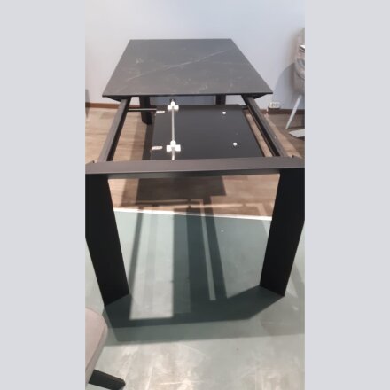 Стол DF201T matte black marble/black 1400(+600)*900  ЭКСКЛЮЗИВ (Образец из салона) 