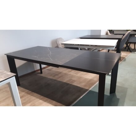 Стол DF201T matte black marble/black 1400(+600)*900  ЭКСКЛЮЗИВ (Образец из салона) 