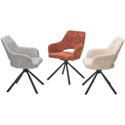 Стул NURI 180 град. поворот. 3018-09 терракотовый, шенилл/ черный каркас, ®DISAUR 