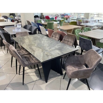 Стол IVAR 180 MARBLES KL-80 Серый мрамор, итальянская керамика, ®DISAUR 