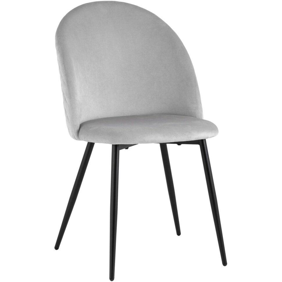 Стул Stool Group Lilly велюр серебристый ножки из металла в черном цвете Стул Stool Group Lilly велюр серебристый ножки из металла в черном цвете