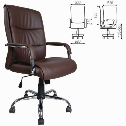 Кресло офисное BRABIX &quot;Space EX-508&quot;, экокожа, хром, коричневое, 531164 Коричневый