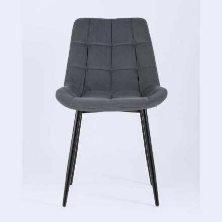Комплект из двух стульев Stool Group Флекс велюр тёмно-серый ножки из металла черные 