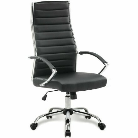 Кресло офисное BRABIX &quot;Style EX-528&quot;, экокожа, хром, черное, 531947 Черный