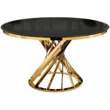 Стол стеклянный Twist gold / black