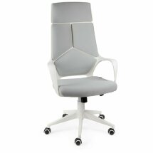Кресло офисное / IQ / (white+grey) белый пластик / серая ткань