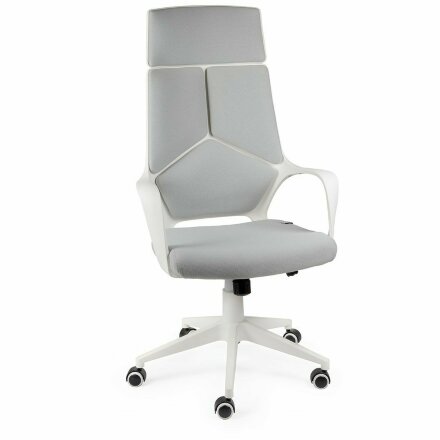 Кресло офисное / IQ / (white+grey) белый пластик / серая ткань 