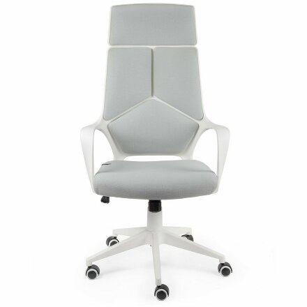 Кресло офисное / IQ / (white+grey) белый пластик / серая ткань 