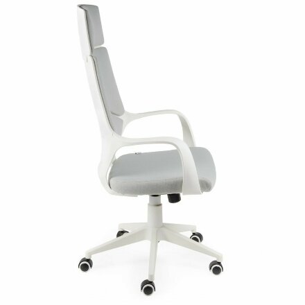 Кресло офисное / IQ / (white+grey) белый пластик / серая ткань 