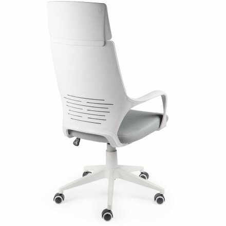 Кресло офисное / IQ / (white+grey) белый пластик / серая ткань 