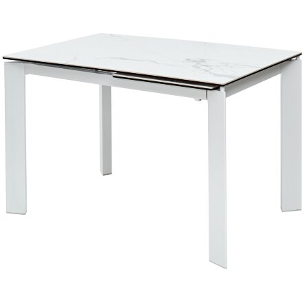 Стол CORNER 120 HIGH GLOSS STATUARIO керамика, стекло/ белый каркас, ®DISAUR 