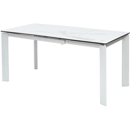 Стол CORNER 120 HIGH GLOSS STATUARIO керамика, стекло/ белый каркас, ®DISAUR 