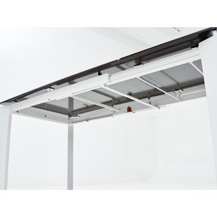 Стол CORNER 120 HIGH GLOSS STATUARIO керамика, стекло/ белый каркас, ®DISAUR 