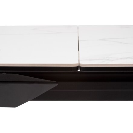 Стол CREMONA 140 HIGH GLOSS STATUARIO Белый мрамор глянцевый, керамика/ черный каркас, ®DISAUR 