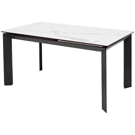 Стол CREMONA 140 HIGH GLOSS STATUARIO Белый мрамор глянцевый, керамика/ черный каркас, ®DISAUR 