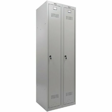 Шкаф металлический для одежды BRABIX &quot;LK 21-60&quot;, УСИЛЕННЫЙ, 2 секции, 1830х600х500 мм, 32 кг, 291126, S230BR402502 Серый