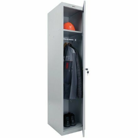 Шкаф металлический для одежды BRABIX &quot;LK 11-40&quot;, УСИЛЕННЫЙ, 1 секция, 1830х400х500 мм, 20 кг, 291130, S230BR403102 Серый