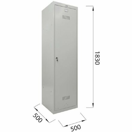 Шкаф металлический для одежды BRABIX &quot;LK 11-50&quot;, УСИЛЕННЫЙ, 2 отделения, 1830х500х500 мм, 22 кг, 291132, S230BR404102 Серый