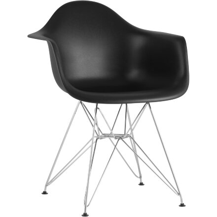 Стул Eames DAR черный, основание хромированный металл, сидение PP пластик 