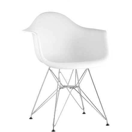 Стул Eames DAR белый, основание хромированный металл, сидение PP пластик 