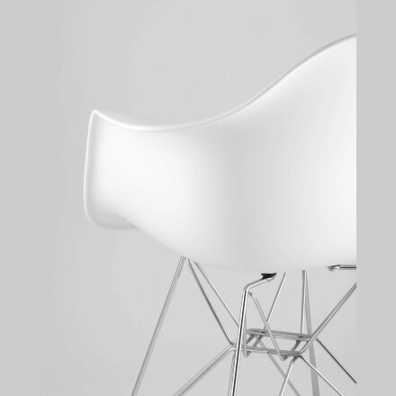 Стул Eames DAR белый, основание хромированный металл, сидение PP пластик 