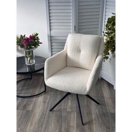 Стул MEADOW 360 град. поворот. Белый XD841-01, букле / черный каркас, ®DISAUR 