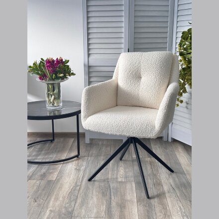 Стул MEADOW 360 град. поворот. Белый XD841-01, букле / черный каркас, ®DISAUR 