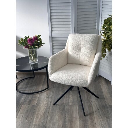 Стул MEADOW 360 град. поворот. Белый XD841-01, букле / черный каркас, ®DISAUR 