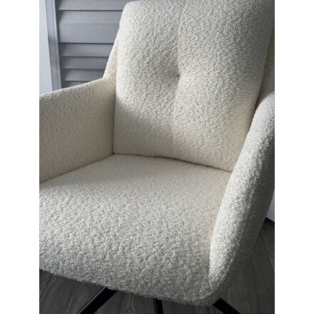 Стул MEADOW 360 град. поворот. Белый XD841-01, букле / черный каркас, ®DISAUR 