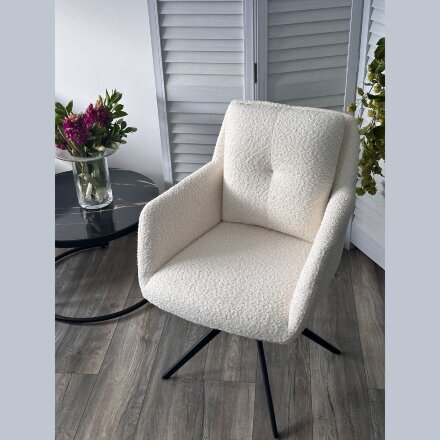 Стул MEADOW 360 град. поворот. Белый XD841-01, букле / черный каркас, ®DISAUR 